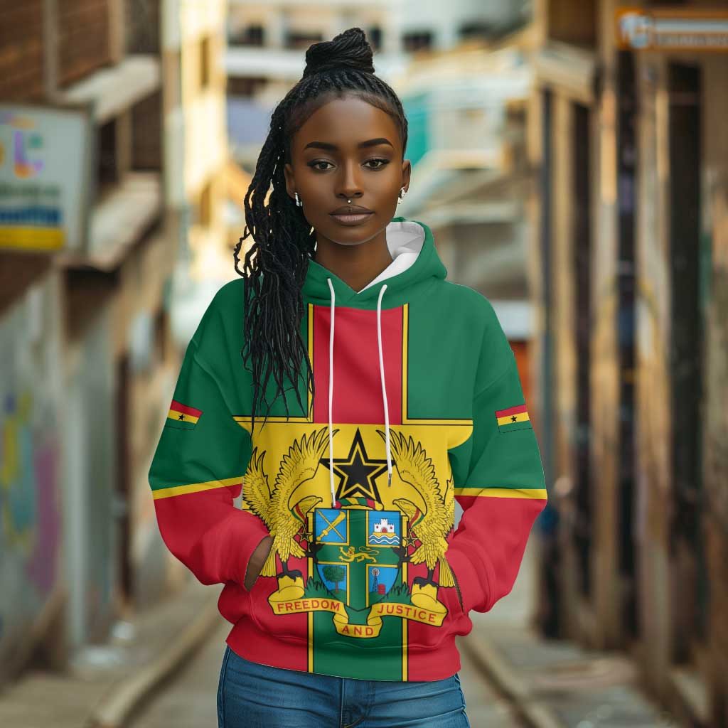African Ghana Hoodie Flag with Coat of Arms Simple Design