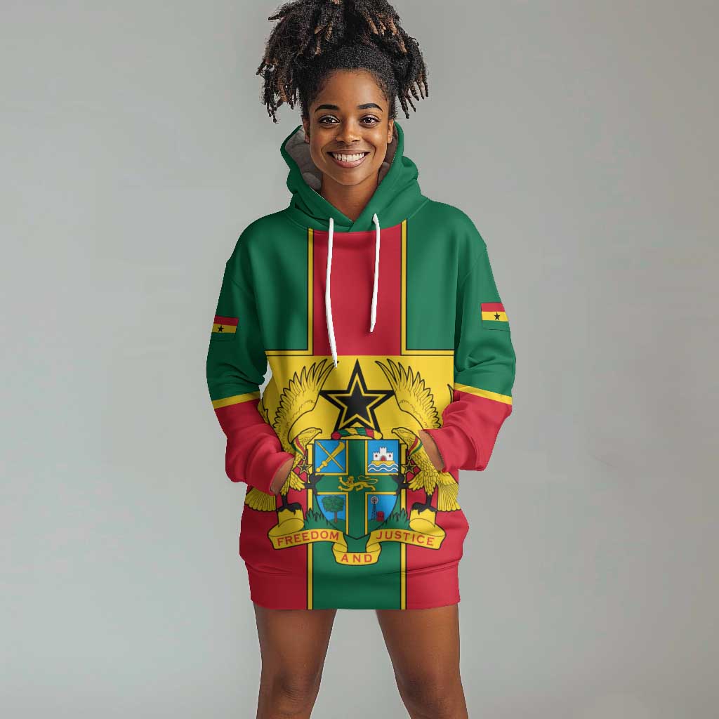 African Ghana Hoodie Dress Flag with Coat of Arms Simple Design
