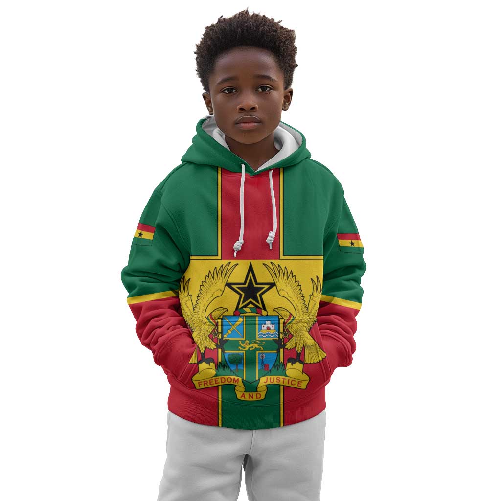 African Ghana Kid Hoodie Flag with Coat of Arms Simple Design