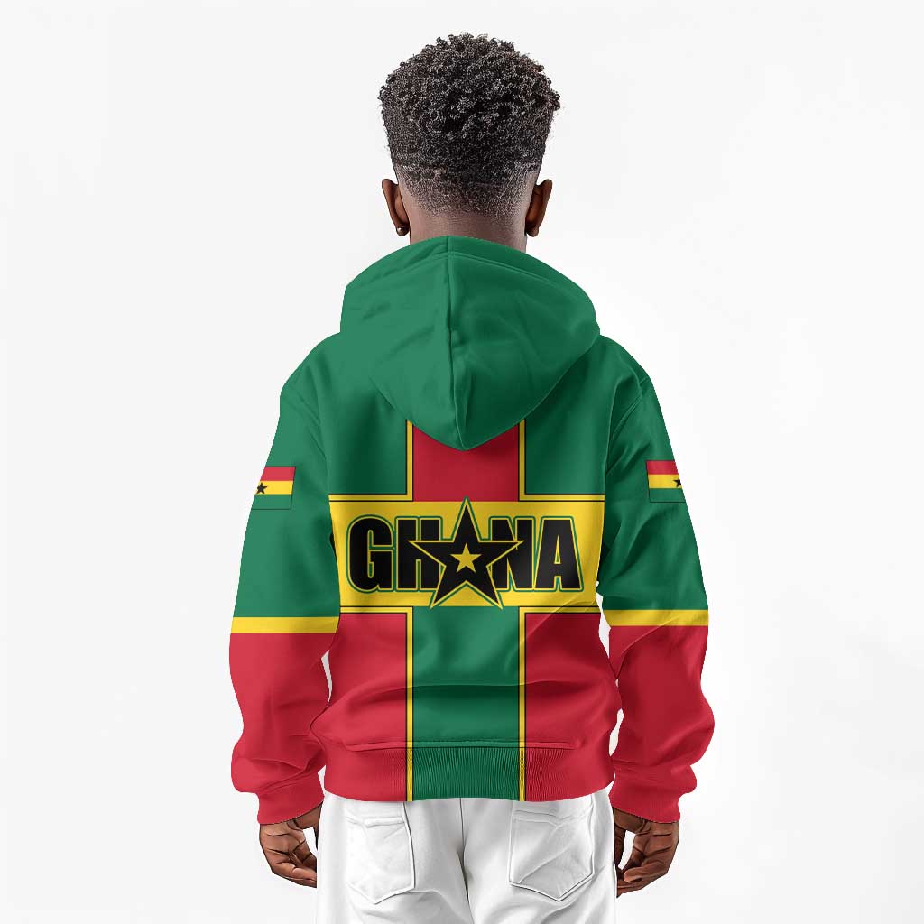 African Ghana Kid Hoodie Flag with Coat of Arms Simple Design