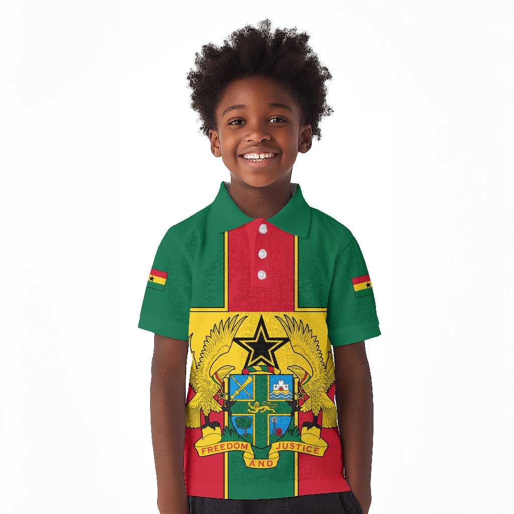 African Ghana Kid Polo Shirt Flag with Coat of Arms Simple Design