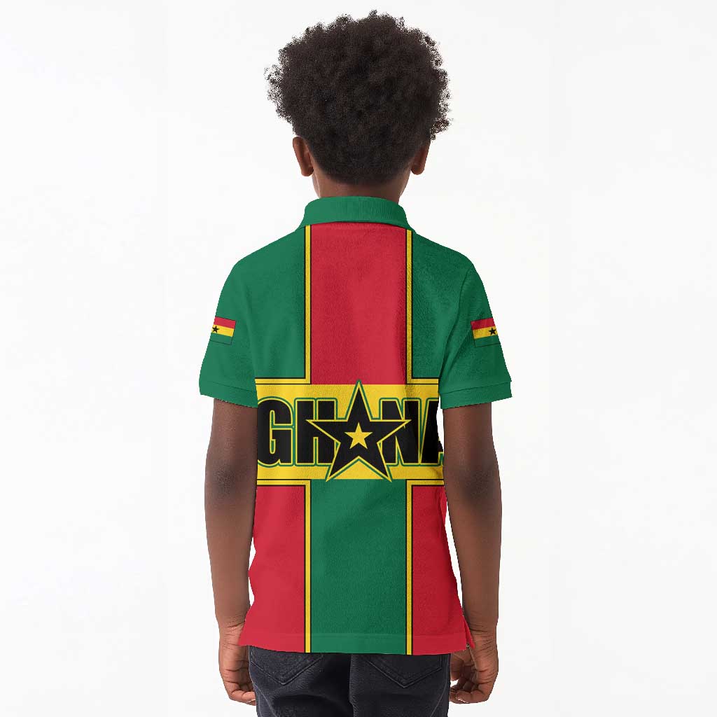 African Ghana Kid Polo Shirt Flag with Coat of Arms Simple Design