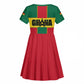 African Ghana Kid Short Sleeve Dress Flag with Coat of Arms Simple Design