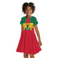 African Ghana Kid Short Sleeve Dress Flag with Coat of Arms Simple Design