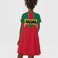 African Ghana Kid Short Sleeve Dress Flag with Coat of Arms Simple Design