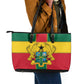 African Ghana Leather Tote Bag Flag with Coat of Arms Simple Design
