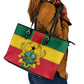 African Ghana Leather Tote Bag Flag with Coat of Arms Simple Design
