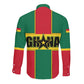 African Ghana Long Sleeve Button Shirt Flag with Coat of Arms Simple Design
