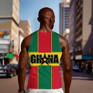 African Ghana Men Tank Top Flag with Coat of Arms Simple Design