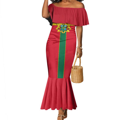 African Ghana Mermaid Dress Flag with Coat of Arms Simple Design