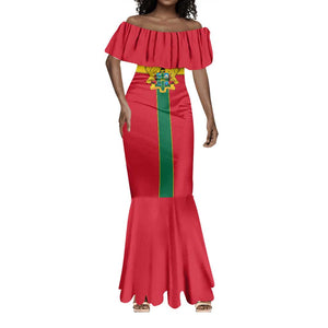 African Ghana Mermaid Dress Flag with Coat of Arms Simple Design