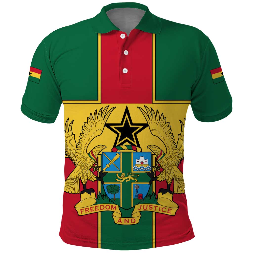 African Ghana Polo Shirt Flag with Coat of Arms Simple Design