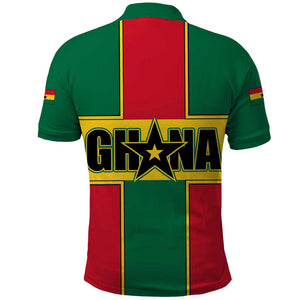 African Ghana Polo Shirt Flag with Coat of Arms Simple Design