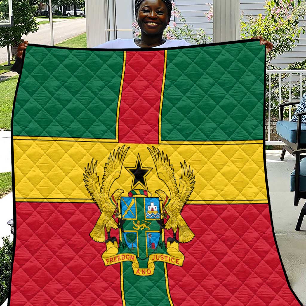 African Ghana Quilt Flag with Coat of Arms Simple Design