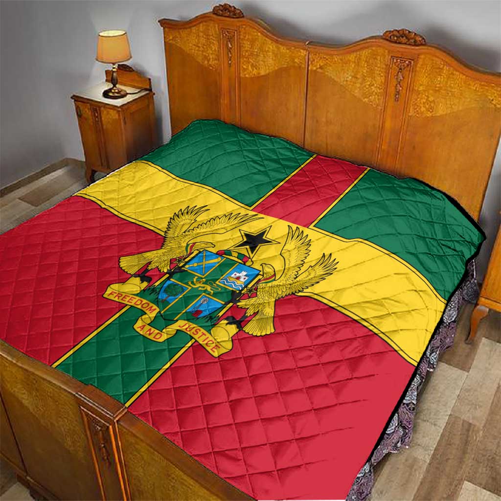 African Ghana Quilt Flag with Coat of Arms Simple Design
