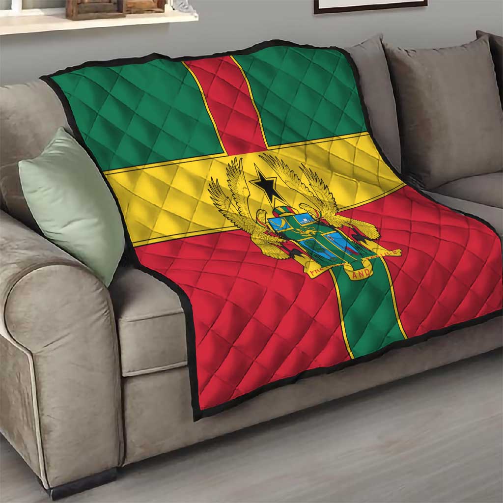 African Ghana Quilt Flag with Coat of Arms Simple Design