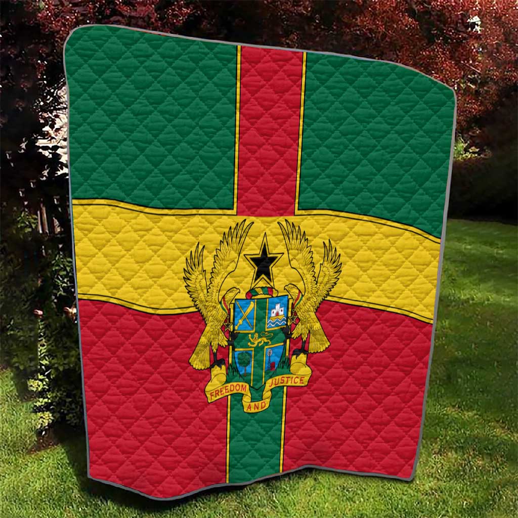 African Ghana Quilt Flag with Coat of Arms Simple Design