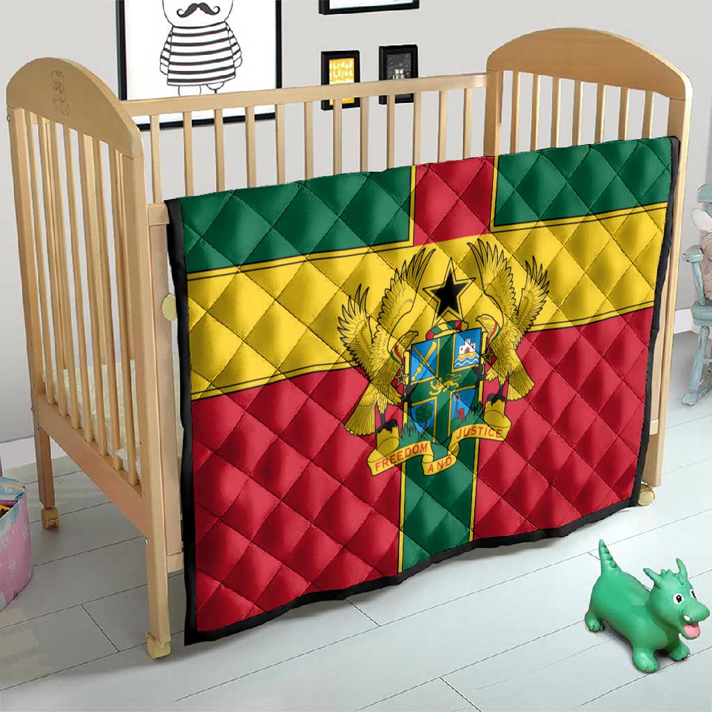 African Ghana Quilt Flag with Coat of Arms Simple Design