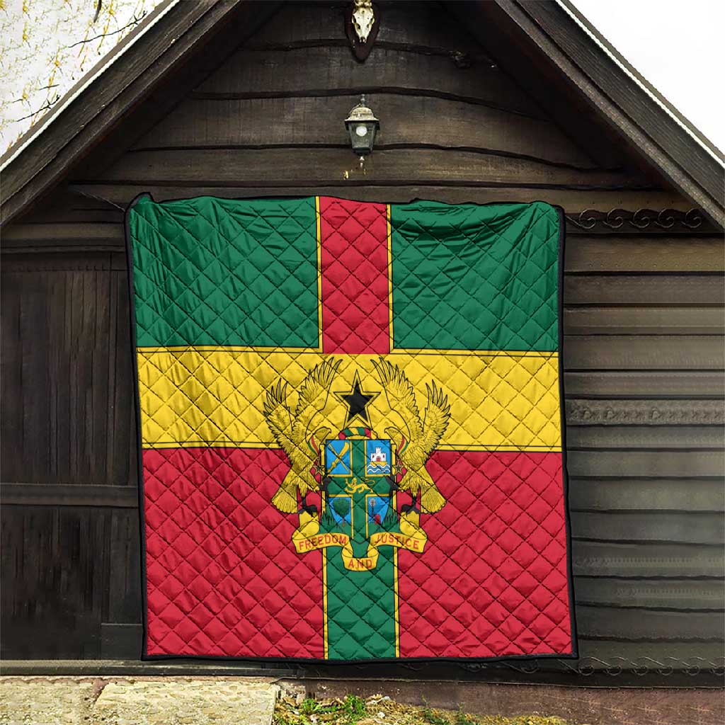 African Ghana Quilt Flag with Coat of Arms Simple Design