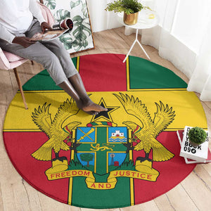 African Ghana Round Carpet Flag with Coat of Arms Simple Design