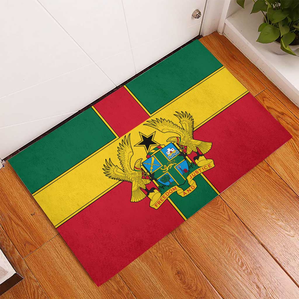 African Ghana Rubber Doormat Flag with Coat of Arms Simple Design