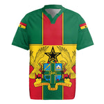 African Ghana Rugby Jersey Flag with Coat of Arms Simple Design
