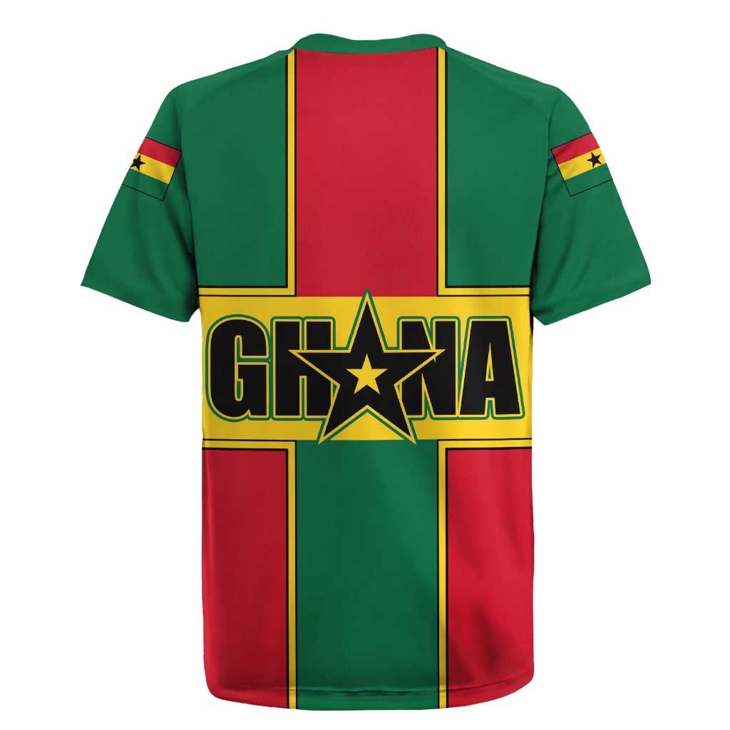 African Ghana Rugby Jersey Flag with Coat of Arms Simple Design