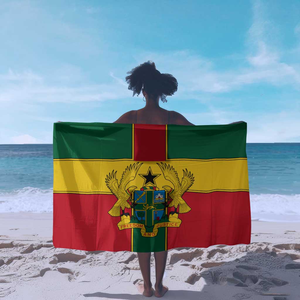 African Ghana Sarong Flag with Coat of Arms Simple Design