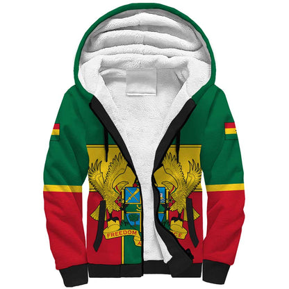 African Ghana Sherpa Hoodie Flag with Coat of Arms Simple Design