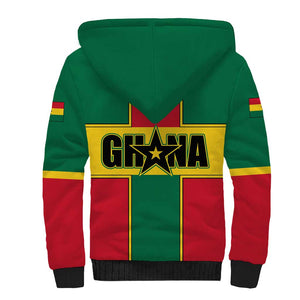 African Ghana Sherpa Hoodie Flag with Coat of Arms Simple Design