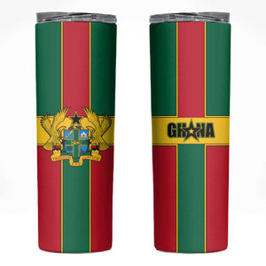 African Ghana Skinny Tumbler Flag with Coat of Arms Simple Design