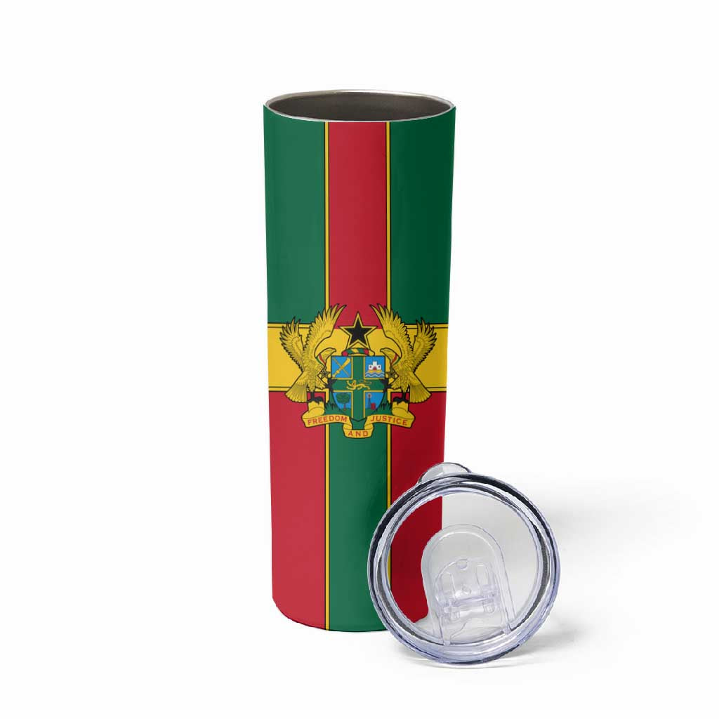African Ghana Skinny Tumbler Flag with Coat of Arms Simple Design