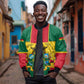 African Ghana Sleeve Zip Bomber Jacket Flag with Coat of Arms Simple Design