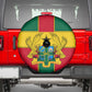 African Ghana Spare Tire Cover Flag with Coat of Arms Simple Design