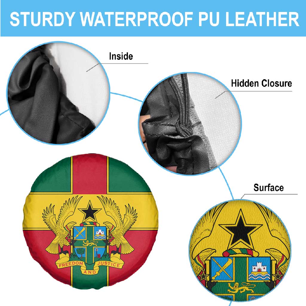 African Ghana Spare Tire Cover Flag with Coat of Arms Simple Design