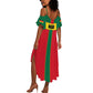 African Ghana Summer Maxi Dress Flag with Coat of Arms Simple Design
