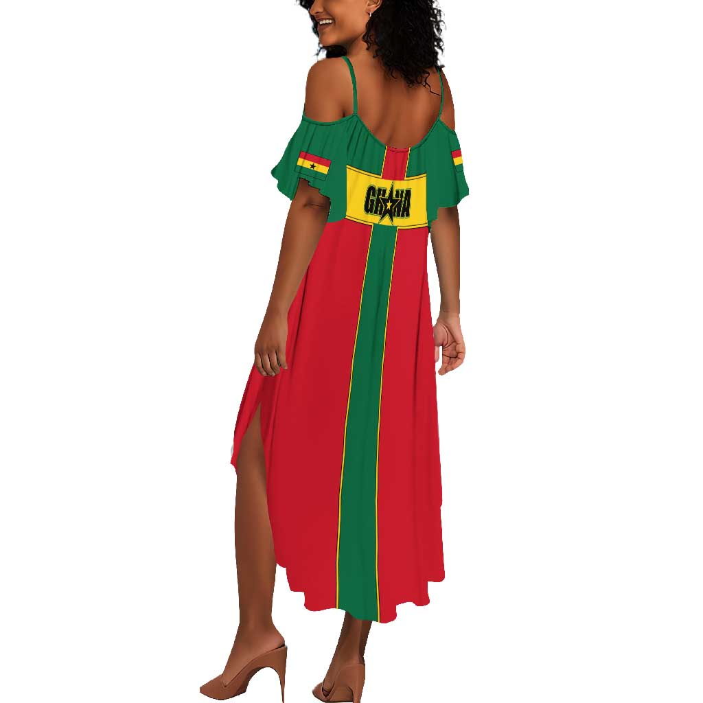 African Ghana Summer Maxi Dress Flag with Coat of Arms Simple Design