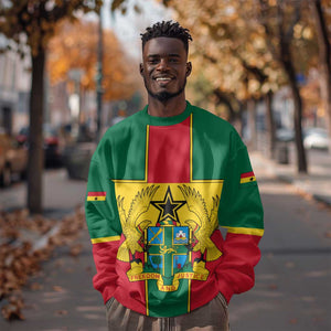 African Ghana Sweatshirt Flag with Coat of Arms Simple Design