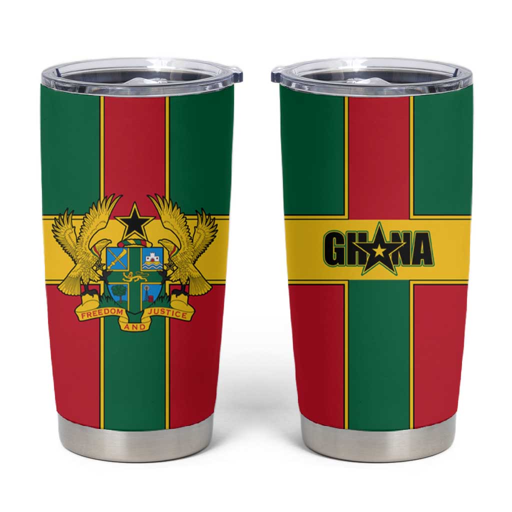 African Ghana Tumbler Cup Flag with Coat of Arms Simple Design