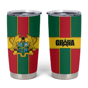 African Ghana Tumbler Cup Flag with Coat of Arms Simple Design