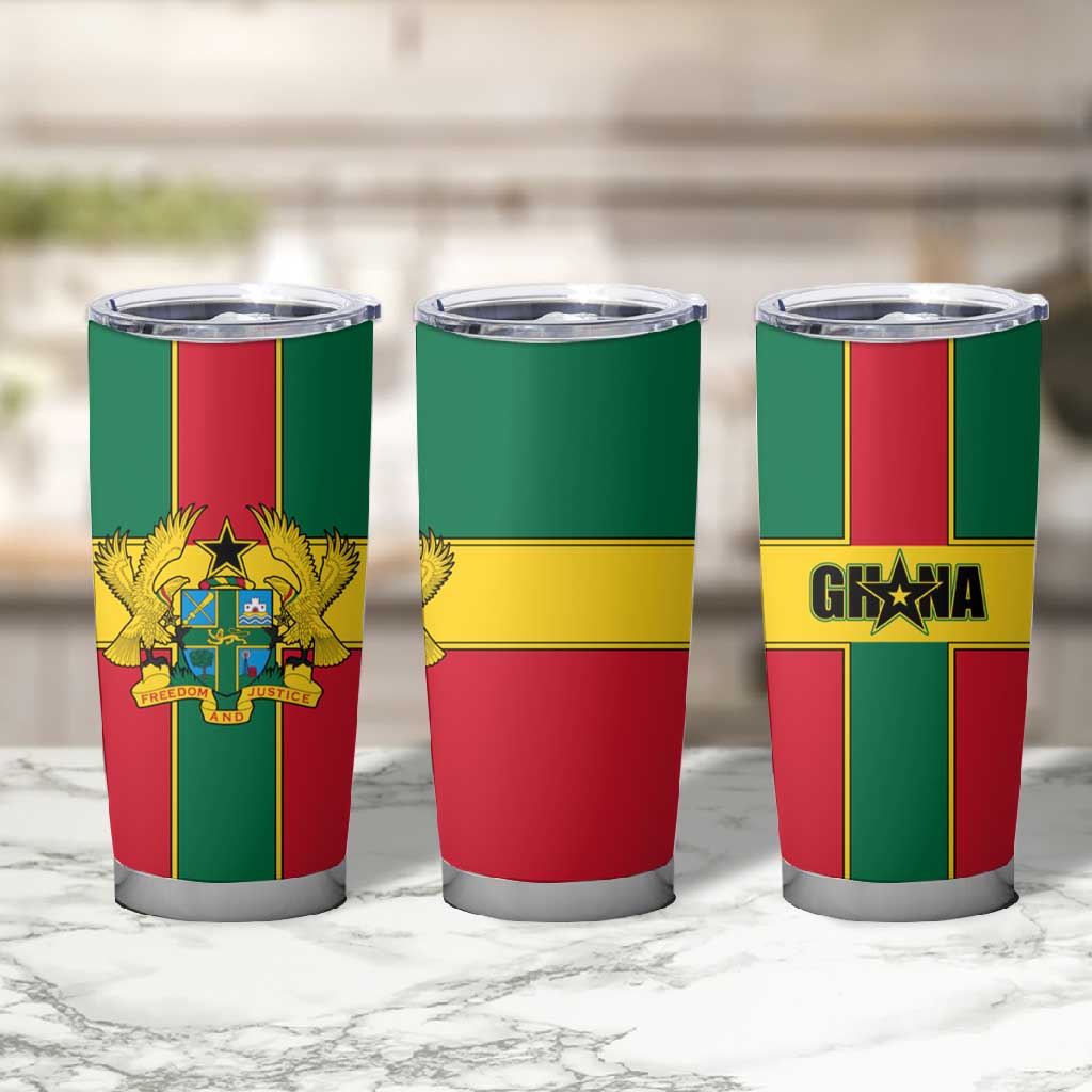 African Ghana Tumbler Cup Flag with Coat of Arms Simple Design
