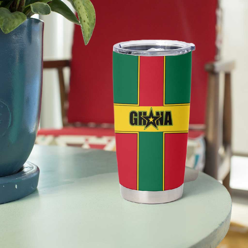 African Ghana Tumbler Cup Flag with Coat of Arms Simple Design
