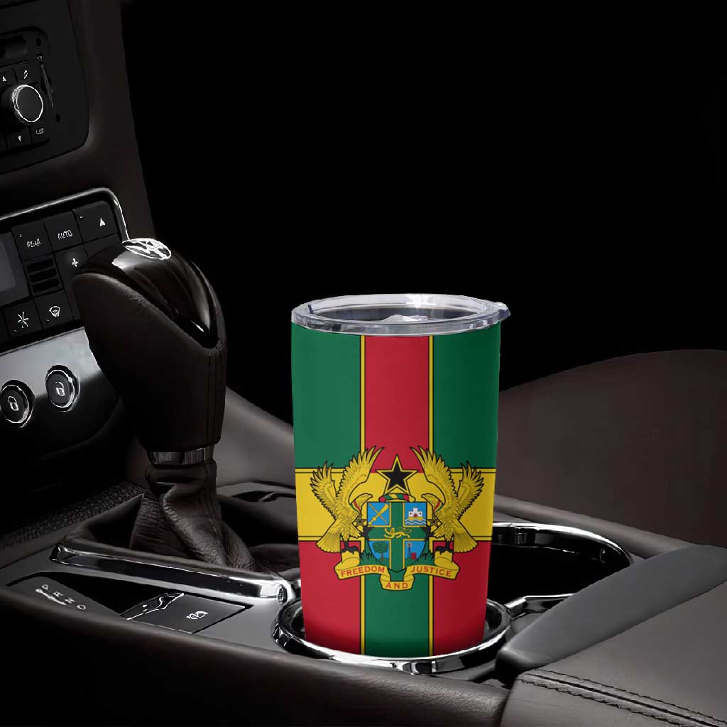 African Ghana Tumbler Cup Flag with Coat of Arms Simple Design