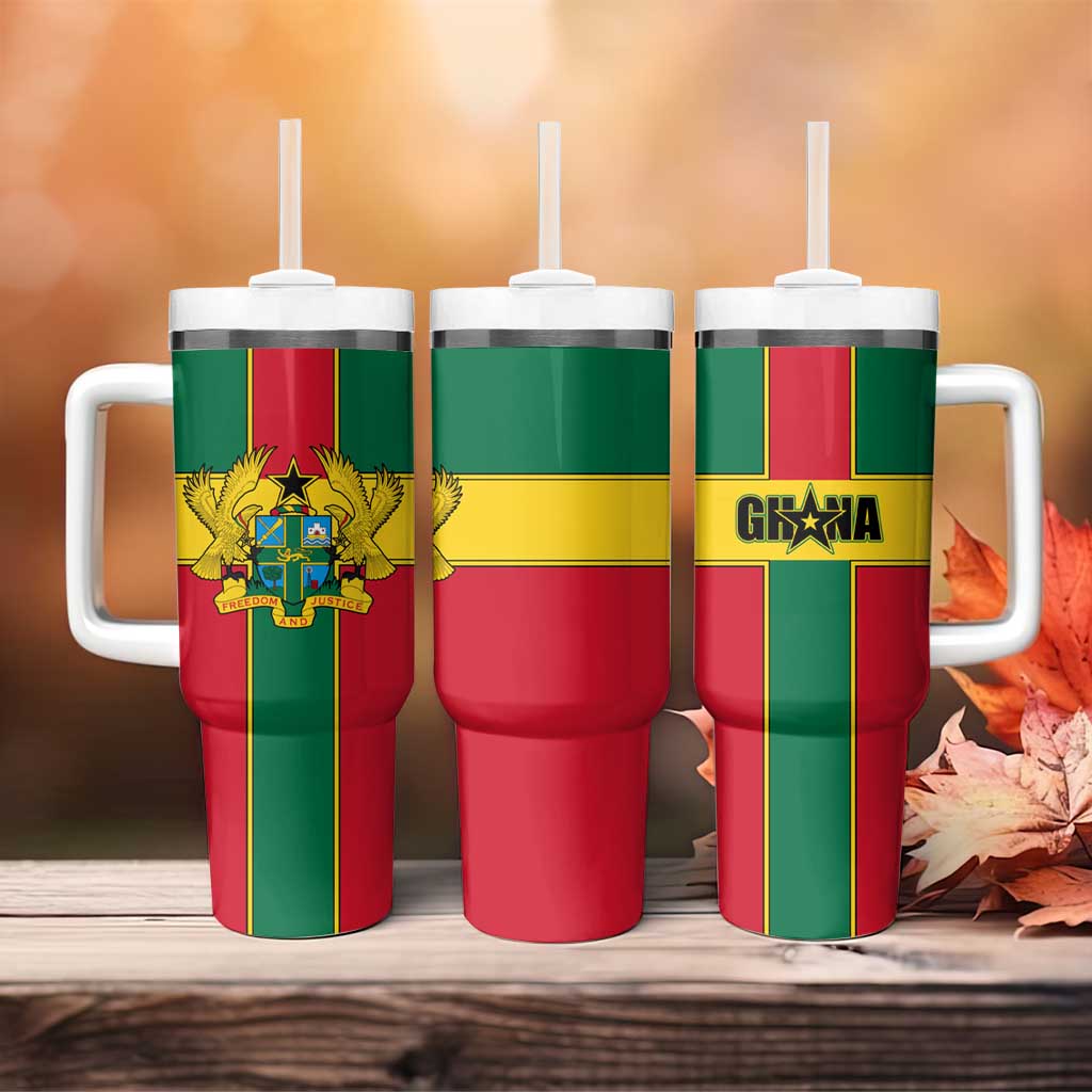 African Ghana Tumbler With Handle Flag with Coat of Arms Simple Design
