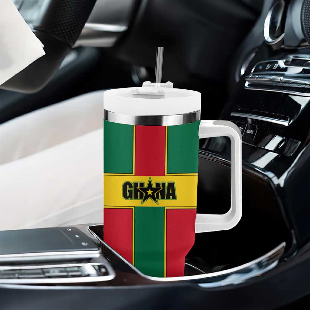 African Ghana Tumbler With Handle Flag with Coat of Arms Simple Design