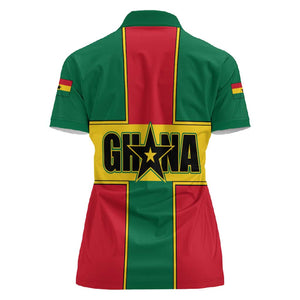 African Ghana Women Polo Shirt Flag with Coat of Arms Simple Design