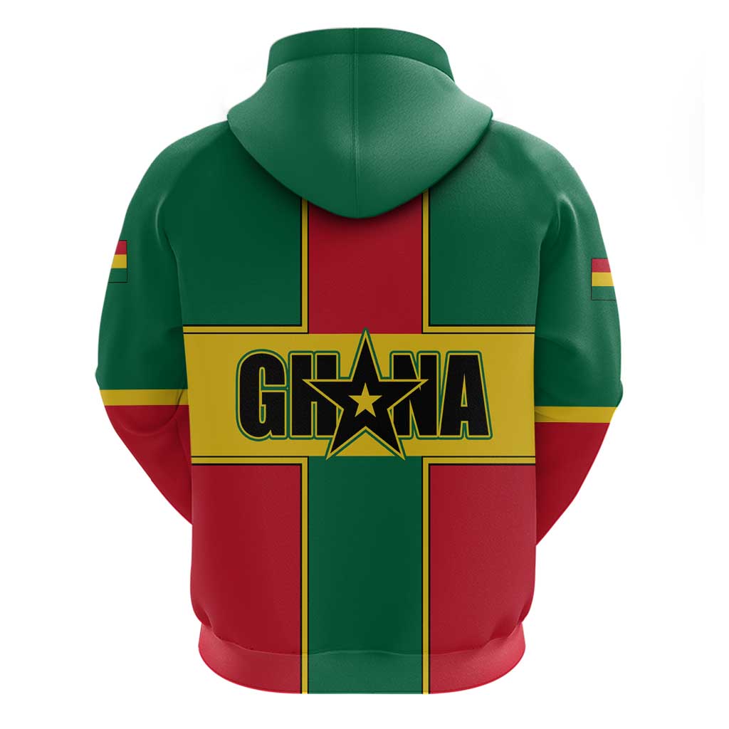 African Ghana Zip Hoodie Flag with Coat of Arms Simple Design