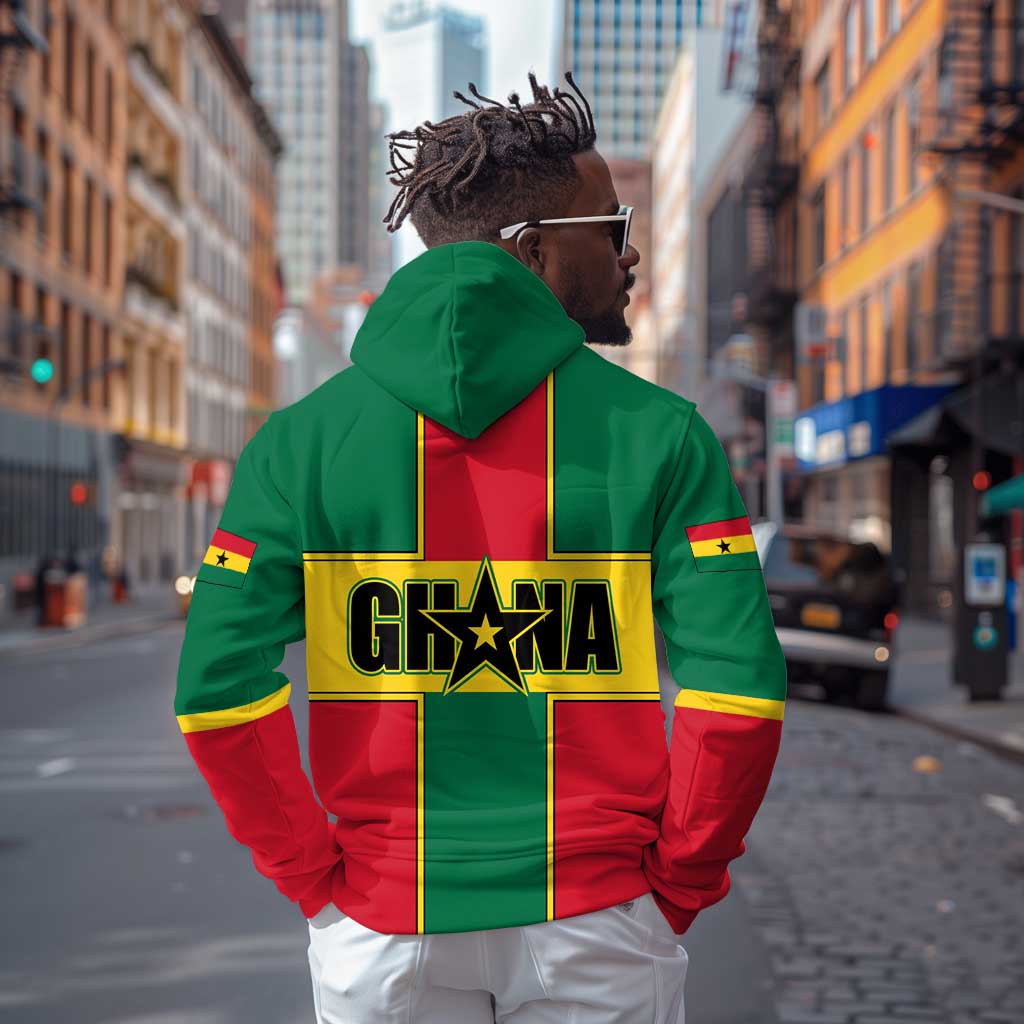 African Ghana Zip Hoodie Flag with Coat of Arms Simple Design