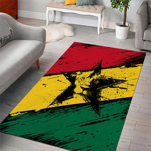 Afro Ghana Lion Area Rug Star Grunge Style