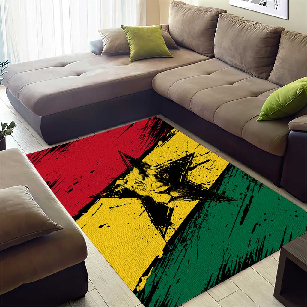 Afro Ghana Lion Area Rug Star Grunge Style